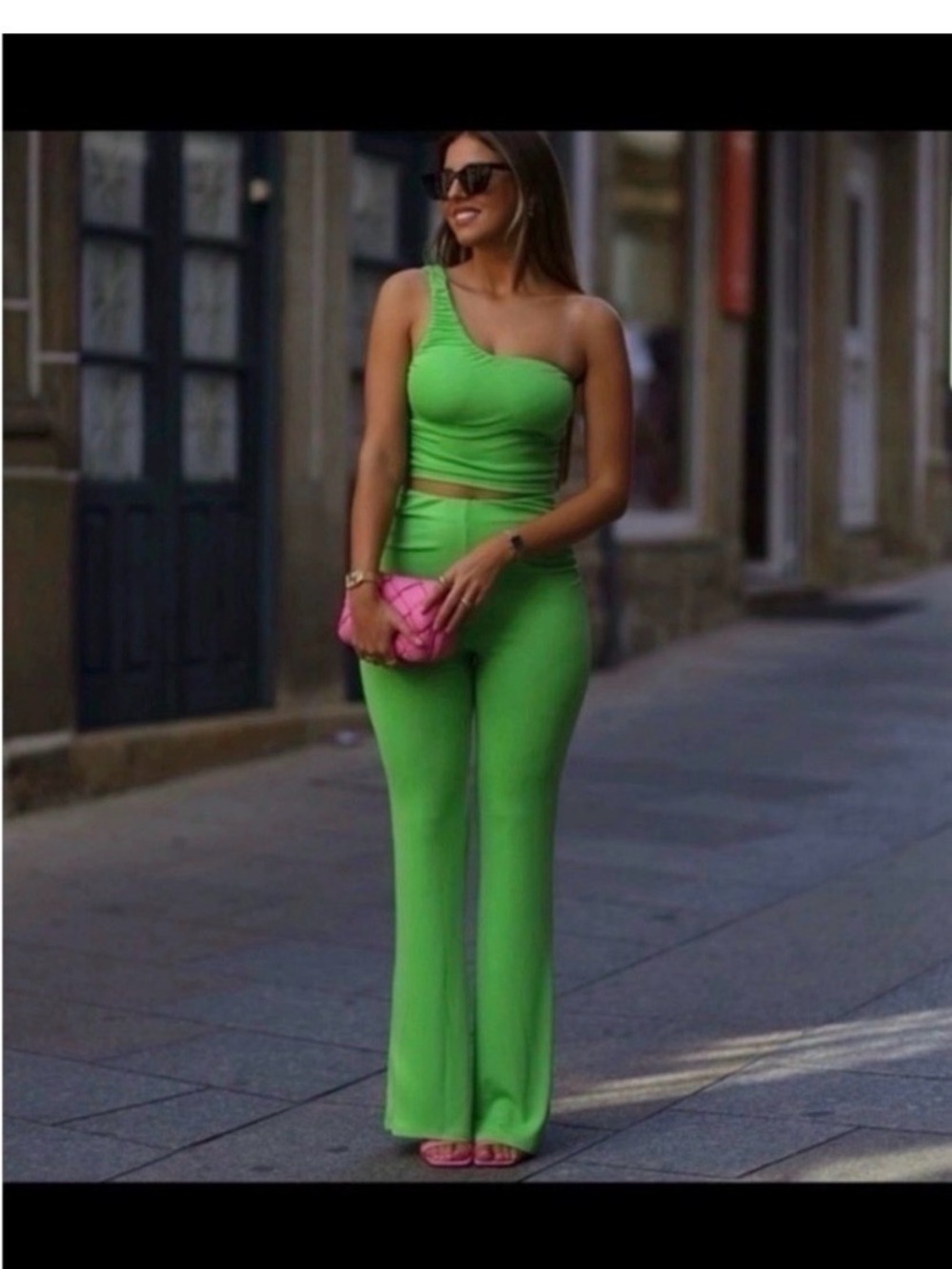 ZARA Neon Green Two Piece Pant Set Size Medium - Picture 3 of 9